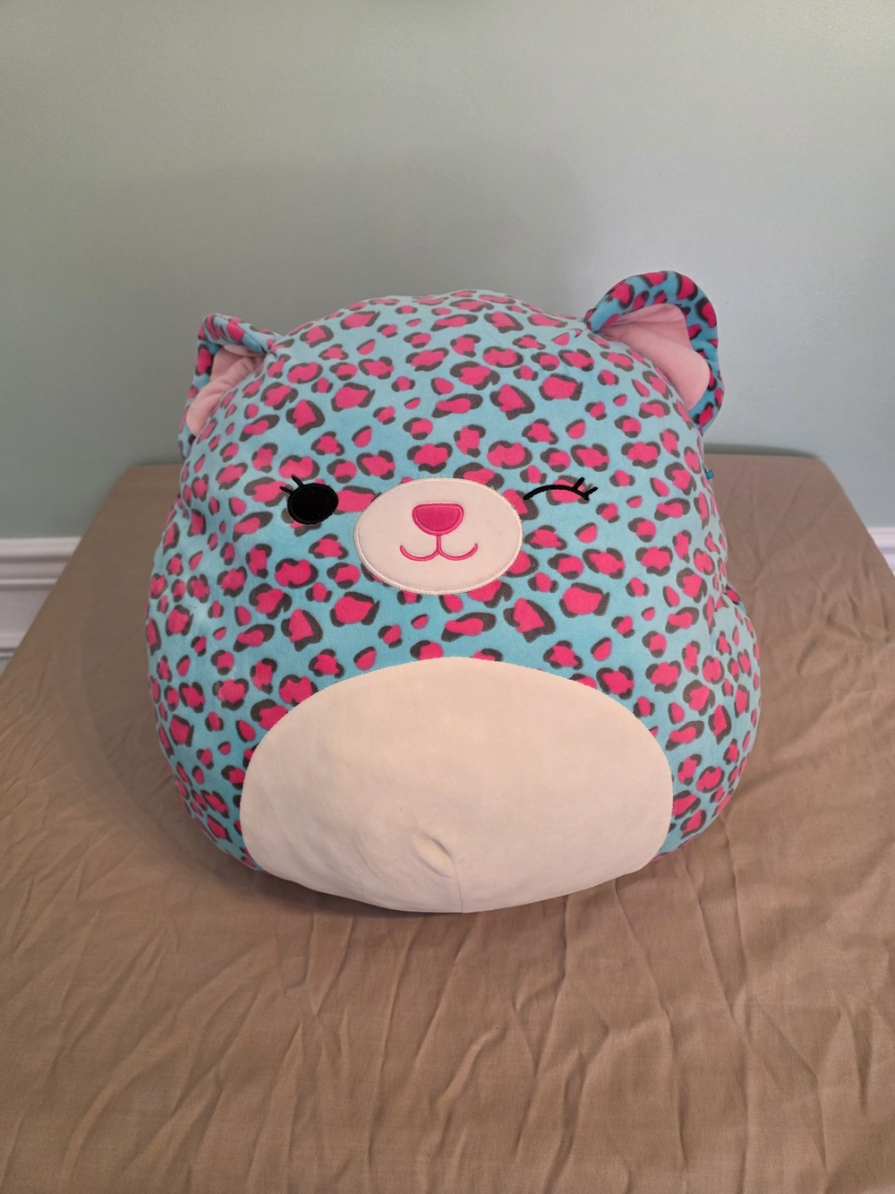 Squishmallows Leopard Print Plush - Aqua & Pink